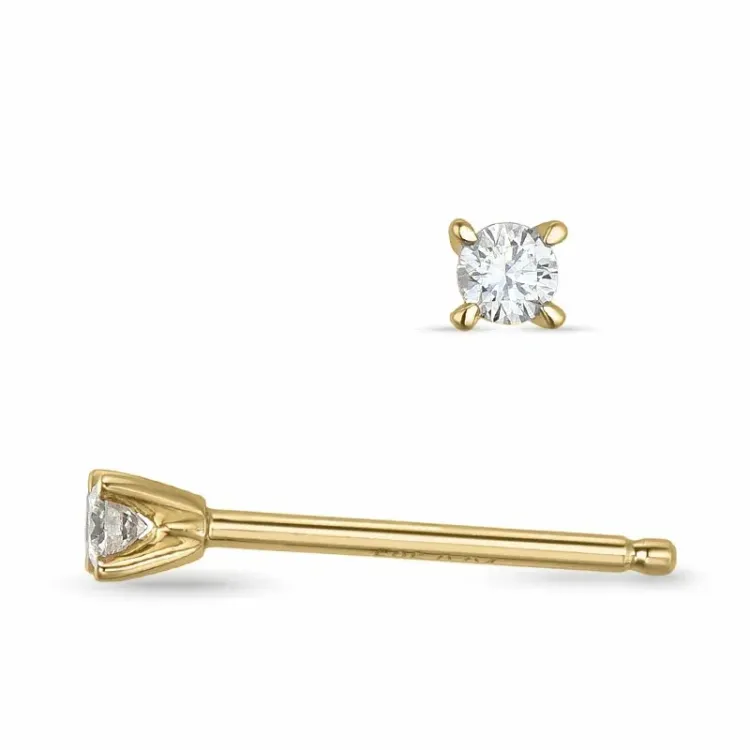 2 x 0,04 ct solitäreörhängestift i 9 karat guld med diamant 