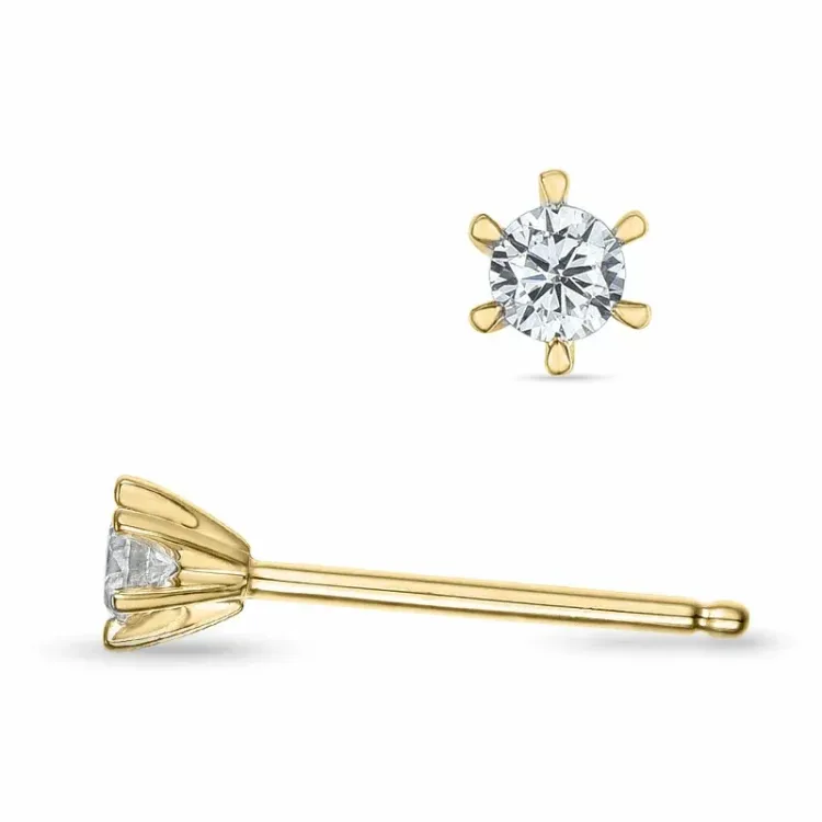 2 x 0,06 ct solitäreörhängestift i 9 karat guld med diamant 