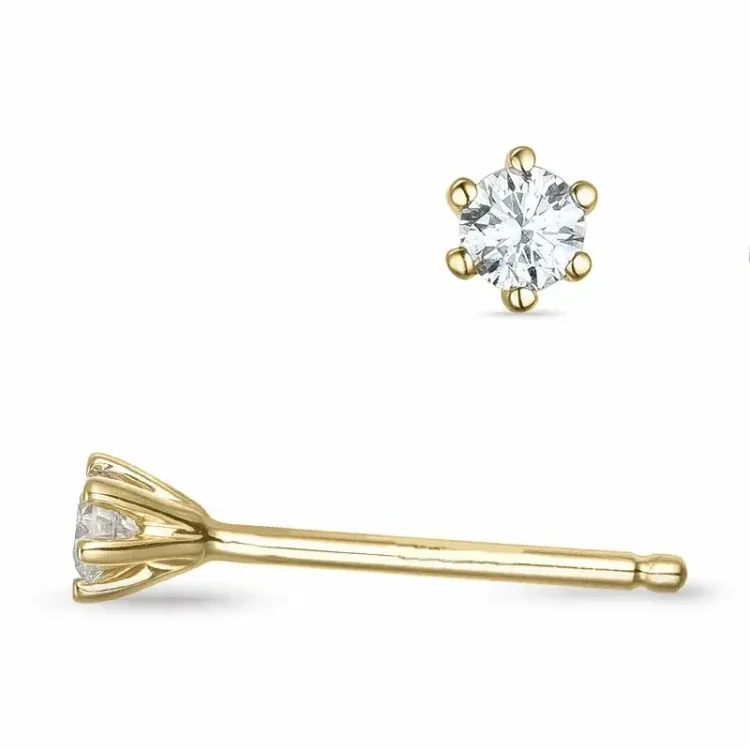2 x 0,06 ct diamant solitäreörhängestift i 9 karat guld med diamant 