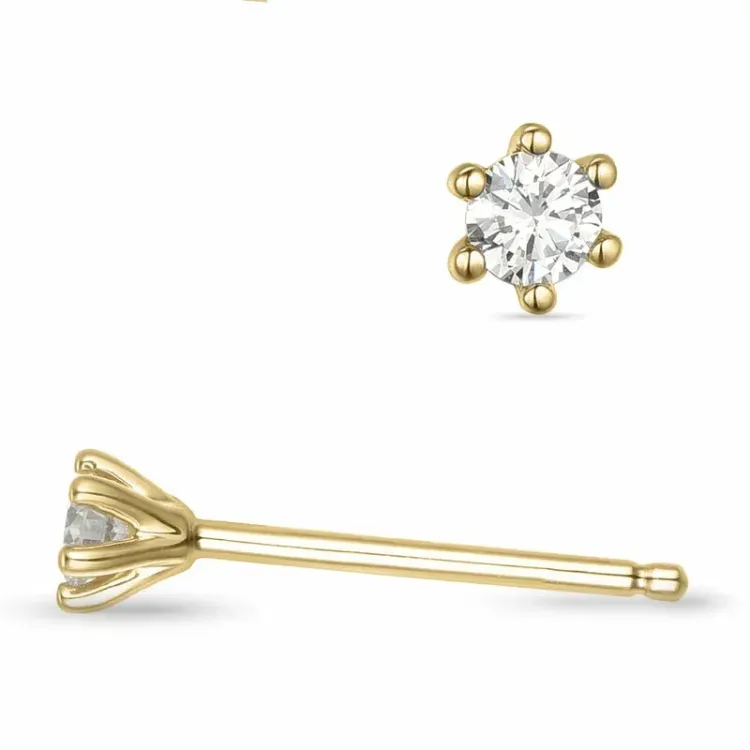 2 x 0,07 ct solitäreörhängestift i 9 karat guld med diamant 