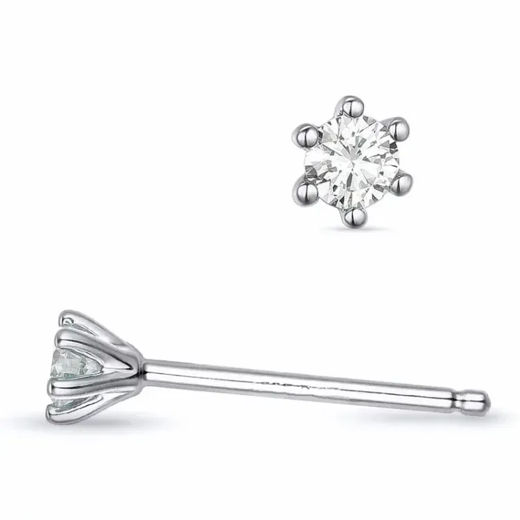 2 x 0,07 ct diamant solitäreörhängestift i 9 karat vitguld med diamant 
