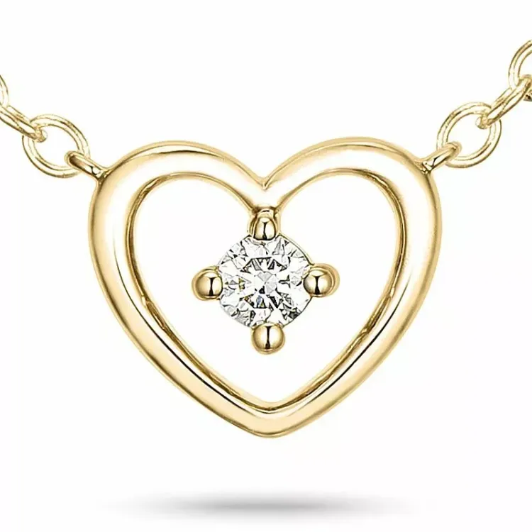 42 cm halsband med hängen i 9 karat guld 0,05 ct