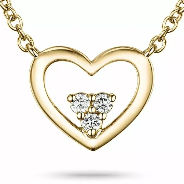 42 cm halsband med hängen i 9 karat guld 0,06 ct