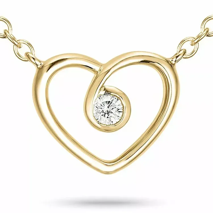 42 cm halsband med hängen i 9 karat guld 0,05 ct