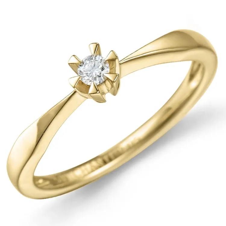 0,05 ct solitärring i 14  karat guld 0,05 ct