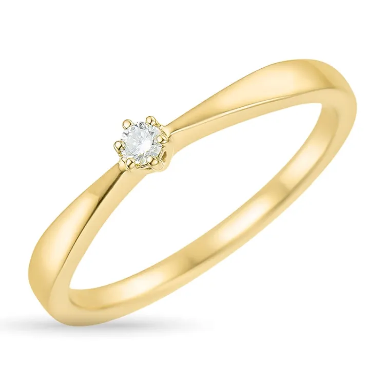 0,05 ct diamant solitärring i 14  karat guld 0,05 ct