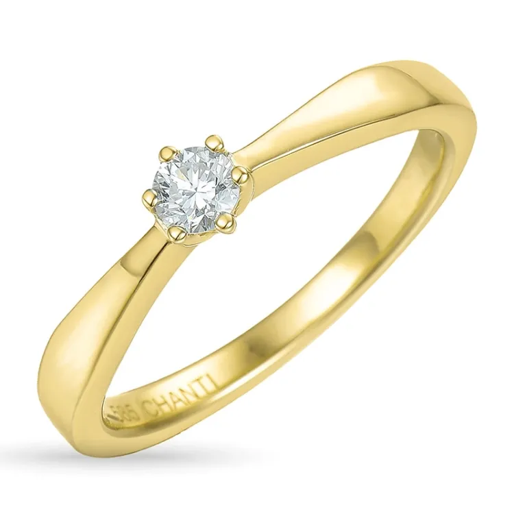0,10 ct diamant solitärring i 14  karat guld 0,10 ct