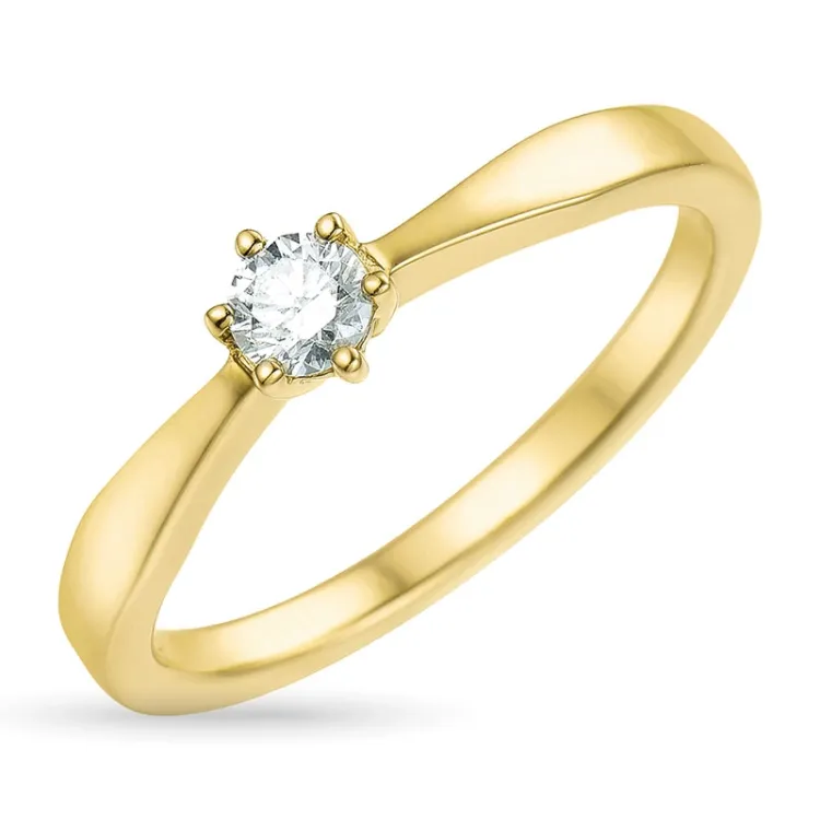 0,20 ct diamant solitärring i 14  karat guld 0,20 ct