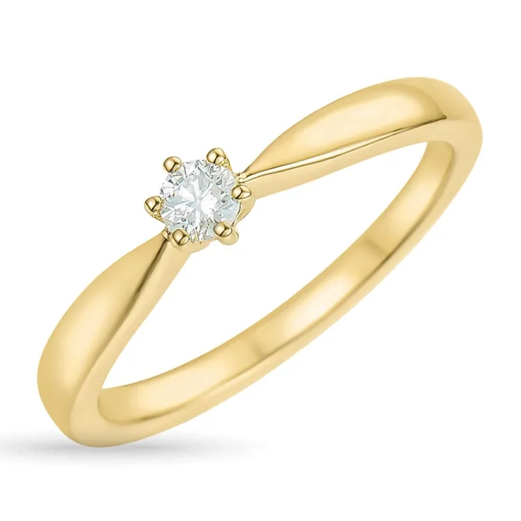 0,10 ct diamant solitärring i 14  karat guld 0,10 ct