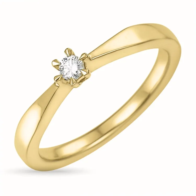 0,05 ct diamant solitärring i 14  karat guld 0,05 ct