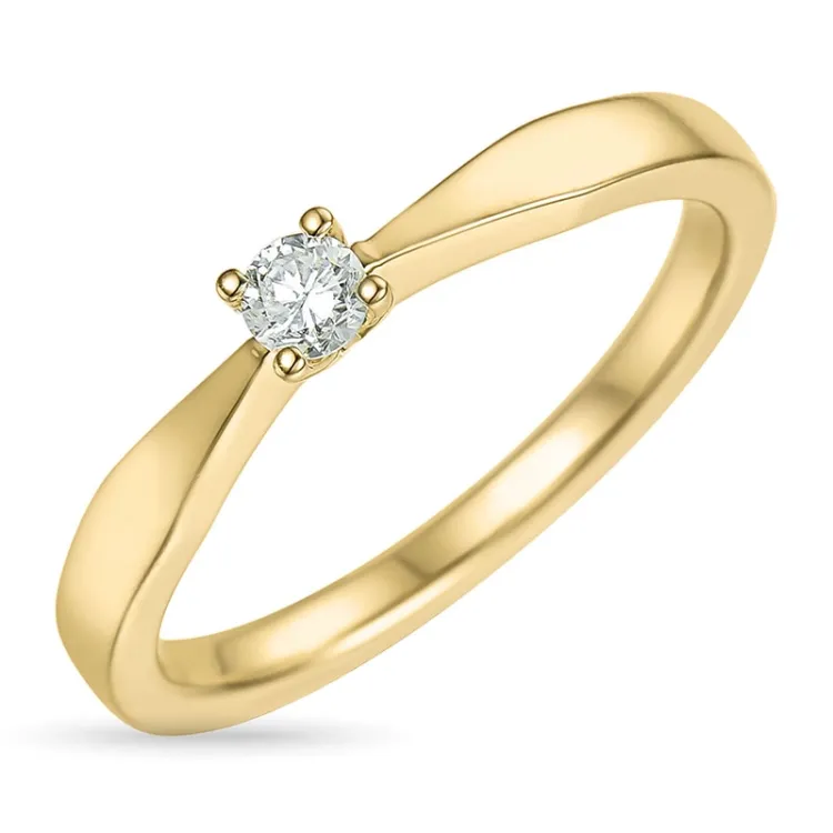 0,10 ct diamant solitärring i 14  karat guld 0,10 ct