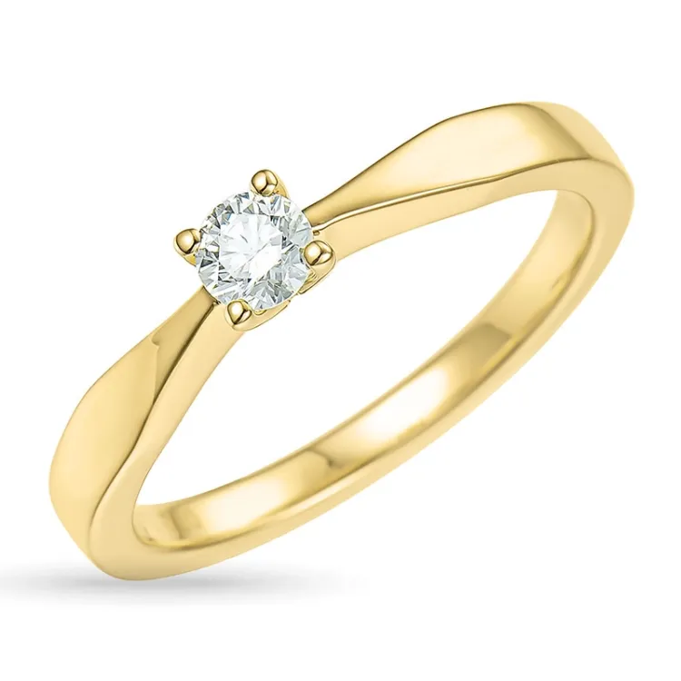 0,20 ct diamant solitärring i 14  karat guld 0,20 ct