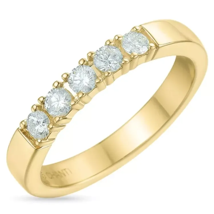 diamant alliancring i 14 karat guld 5 x 0,10 ct