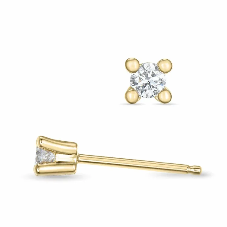 2 x 0,08 ct kampajn -  diamant solitäreörhängestift i 14 karat guld med diamant 