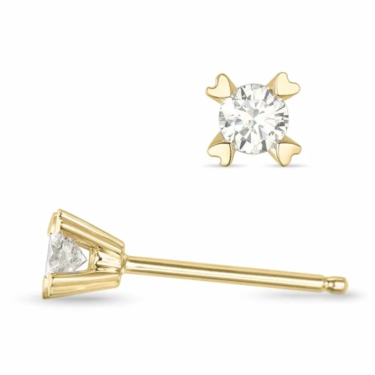 2 x 0,11 ct kampajn -  diamant örhängestift i 14 karat guld med diamant 