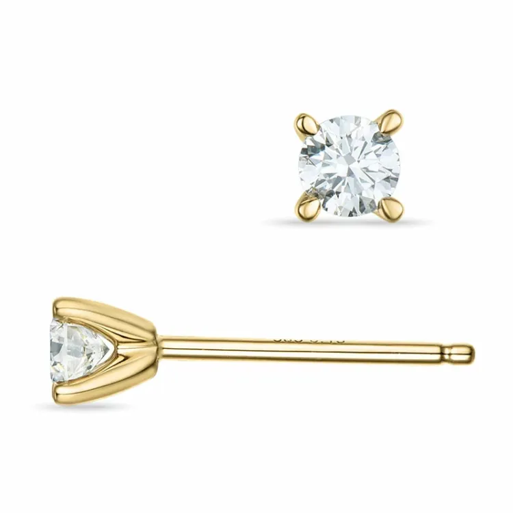 kampajn - 2 x 0,16 ct diamant solitäreörhängestift i 14 karat guld med diamant