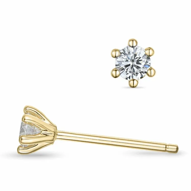 2 x 0,11 ct kampajn -  diamant solitäreörhängestift i 14 karat guld med diamant 