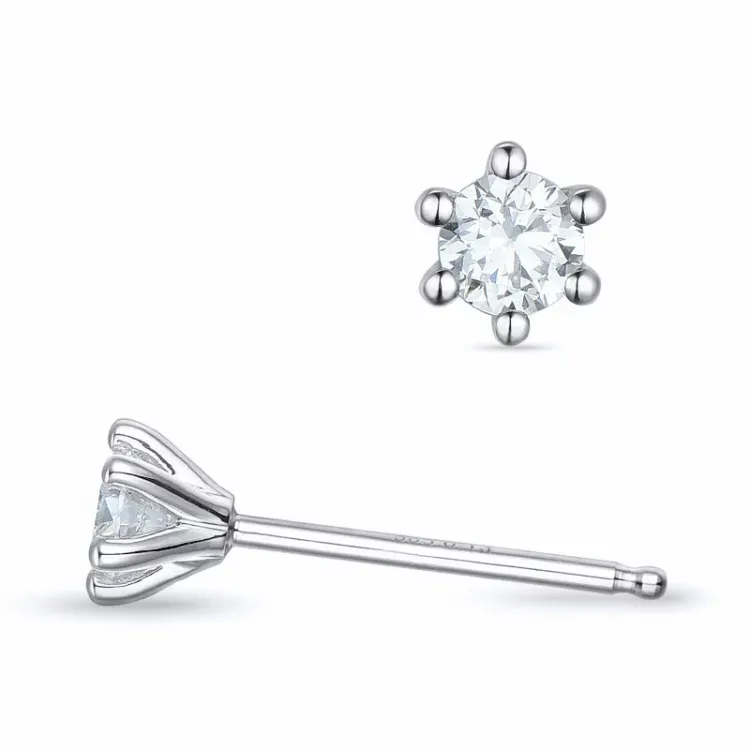 2 x 0,13 ct kampajn -  diamant solitäreörhängestift i 14 karat vitguld med diamant 