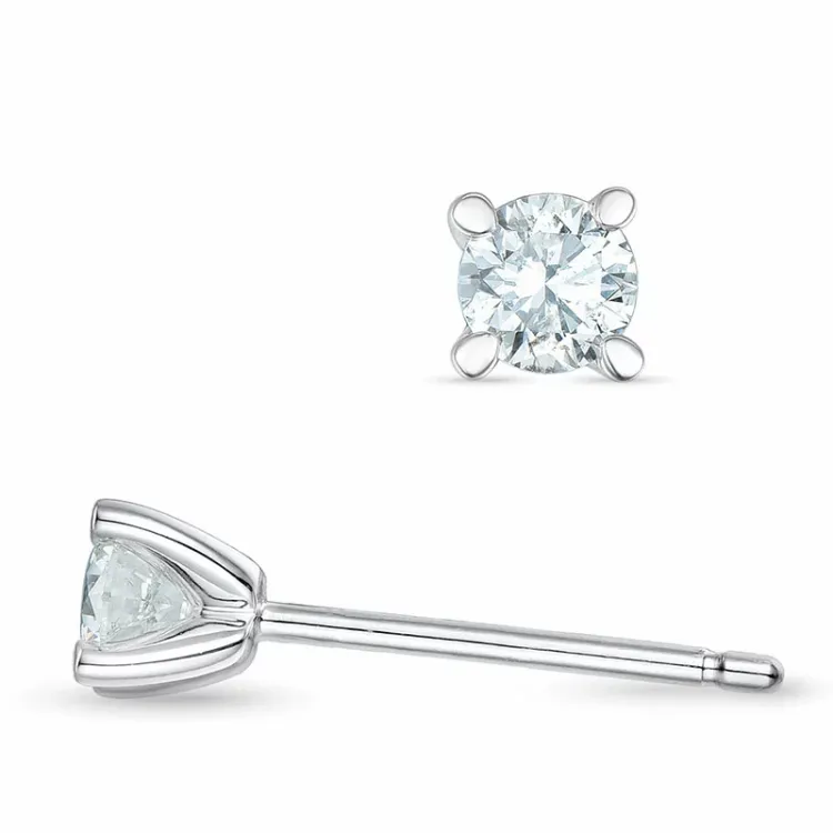 kampajn -  2 x 0,20 ct diamant solitäreörhängestift i 14 karat vitguld med diamant 