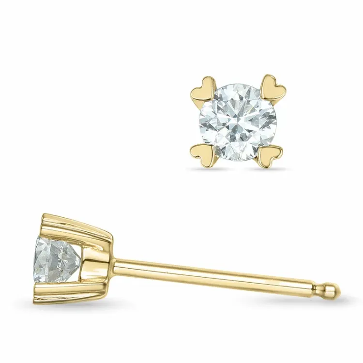 2 x 0,18 ct kampajn - diamant solitäreörhängestift i 14 karat guld med diamant