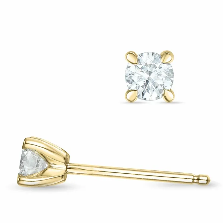 2 x 0,18 ct kampajn - diamant solitäreörhängestift i 14 karat guld med diamant