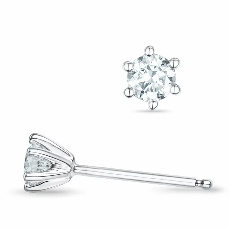 2 x 0,16 ct kampajn - diamant solitäreörhängestift i 14 karat vitguld med diamant