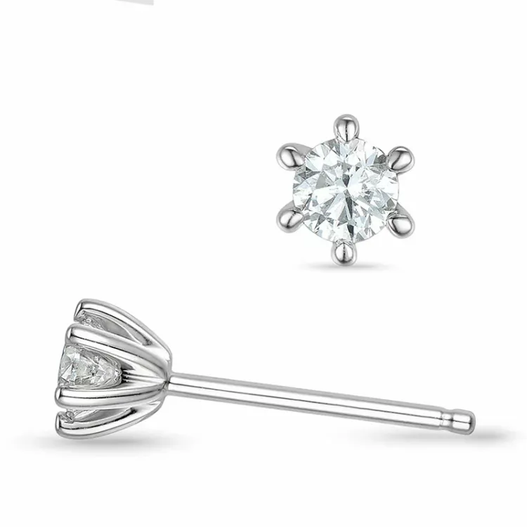 2 x 0,18 ct kampajn - diamant solitäreörhängestift i 14 karat vitguld med diamant