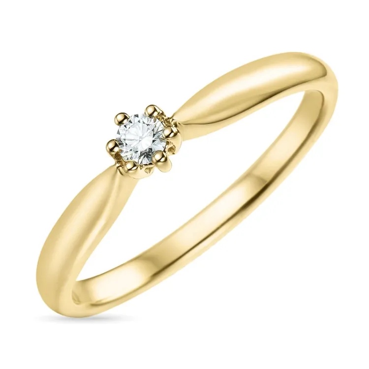 0,10 ct diamant solitärring i 14  karat guld 0,10 ct