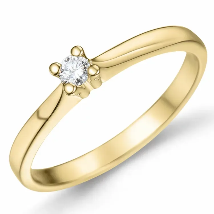 kampajn - diamant solitärring i 14 karat guld 0,08 ct