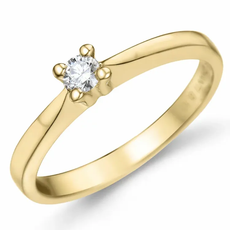 0,10 ct diamant solitärring i 14  karat guld 0,10 ct
