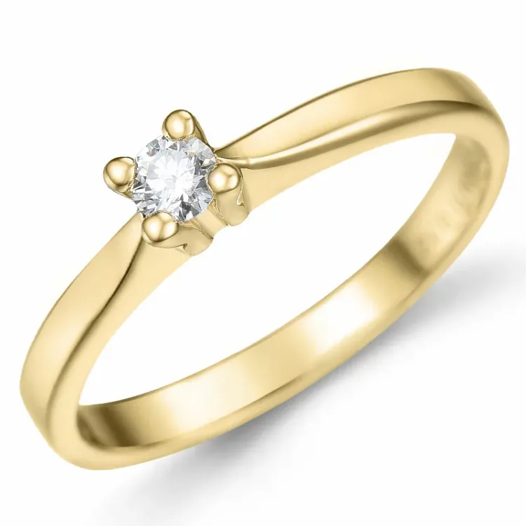 kampajn - diamant solitärring i 14 karat guld 0,12 ct