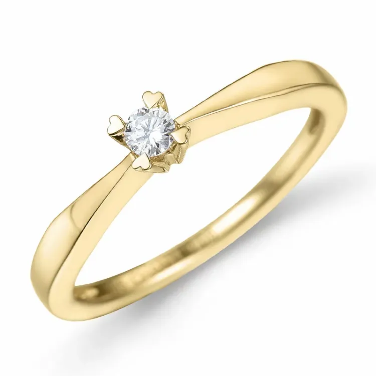 kampajn - diamant solitärring i 14 karat guld 0,08 ct