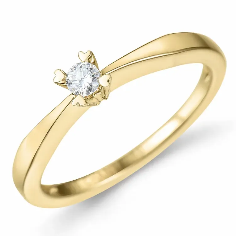 0,10 ct diamant solitärring i 14  karat guld 0,10 ct