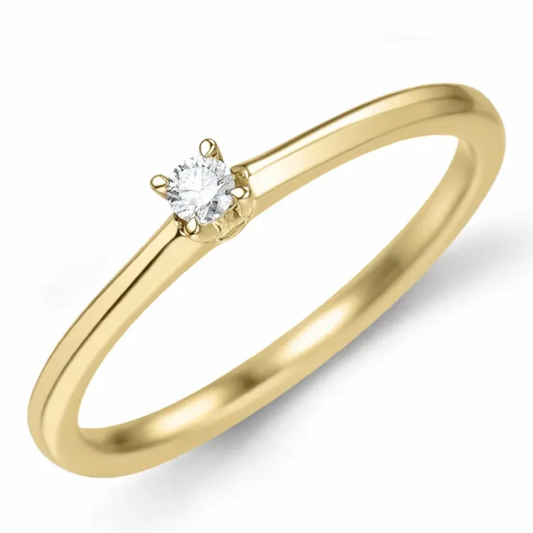 0,05 ct diamant solitärring i 14  karat guld 0,05 ct