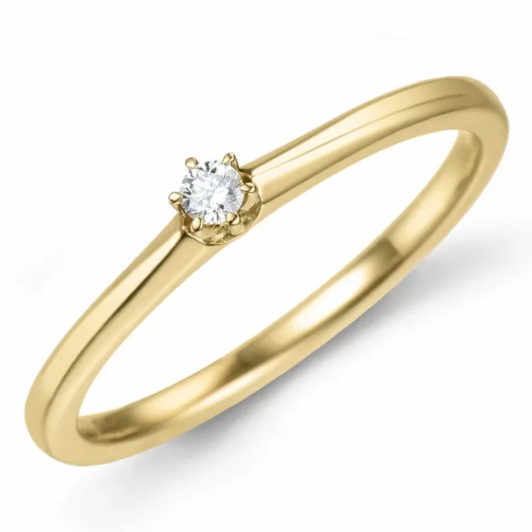 0,05 ct solitärring i 14  karat guld 0,05 ct