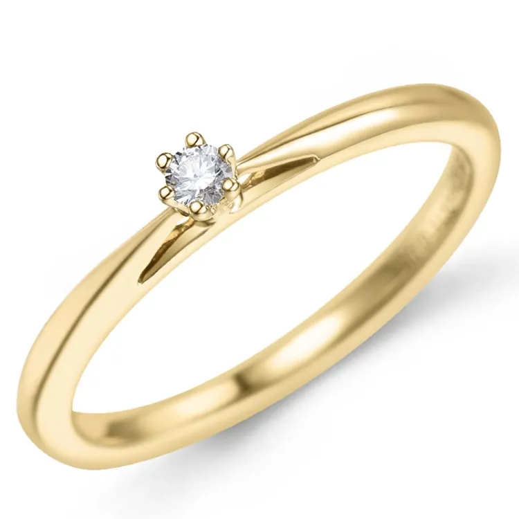 0,05 ct diamant solitärring i 14  karat guld 0,05 ct