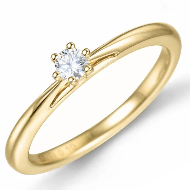 0,10 ct diamant solitärring i 14  karat guld 0,10 ct