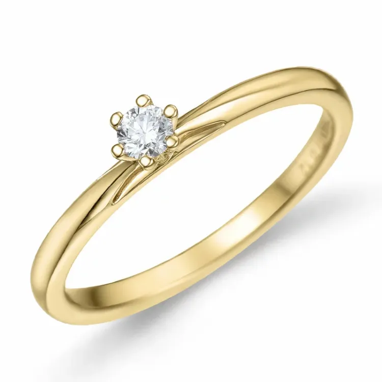 kampajn - diamant solitärring i 14 karat guld 0,12 ct