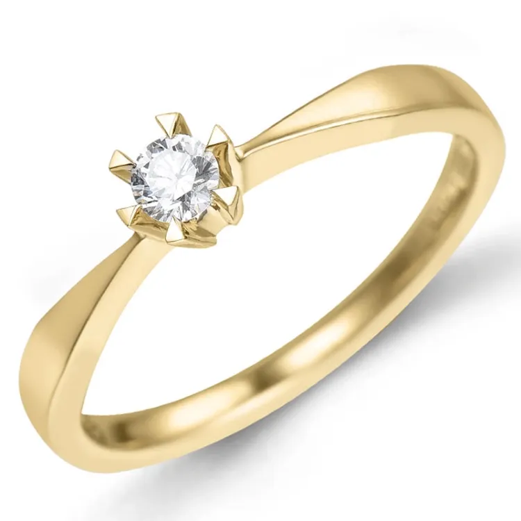 kampajn - diamant solitärring i 14 karat guld 0,12 ct