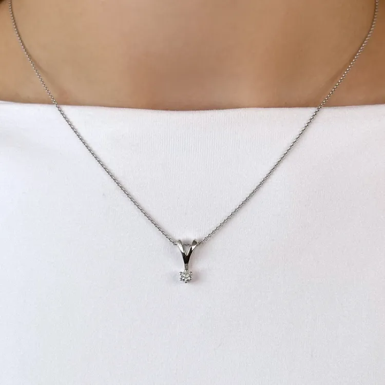 kampajn - diamant hängen i 14 carat vitguld 0,10 ct