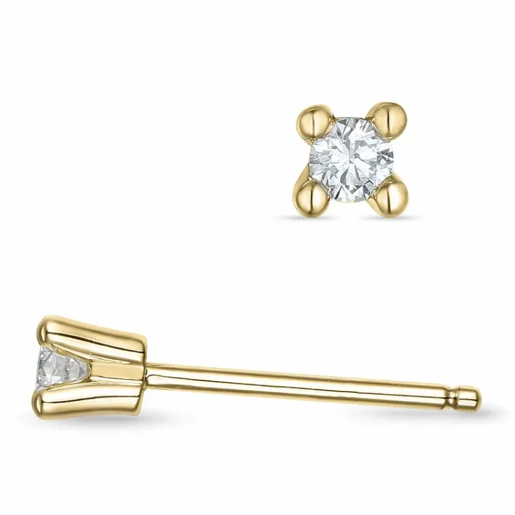2 x 0,06 ct kampajn - diamant solitäreörhängestift i 14 karat guld med diamant