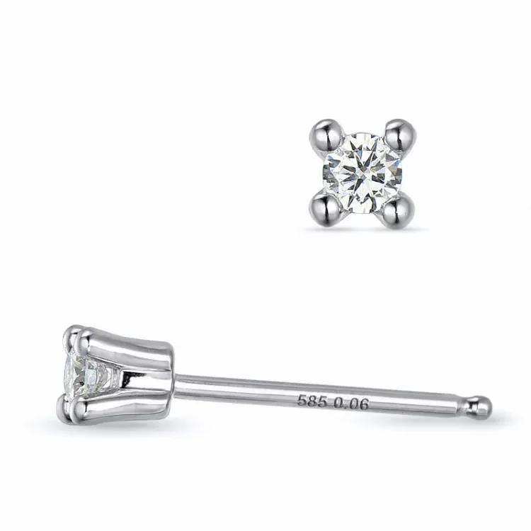 2 x 0,06 ct kampajn - briljant solitäreörhängestift i 14 karat vitguld med diamant