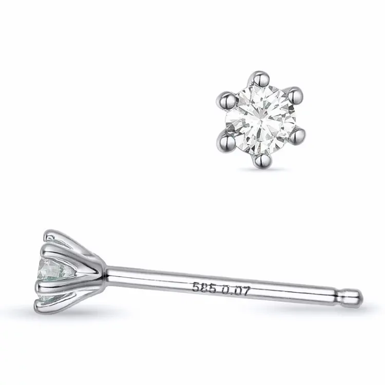 2 x 0,07 ct kampajn - diamant solitäreörhängestift i 14 karat vitguld med diamant