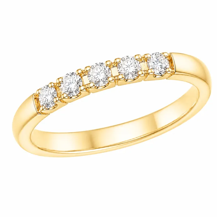 5 x 0,05 ct diamantring i 14  karat guld 0,25 ct