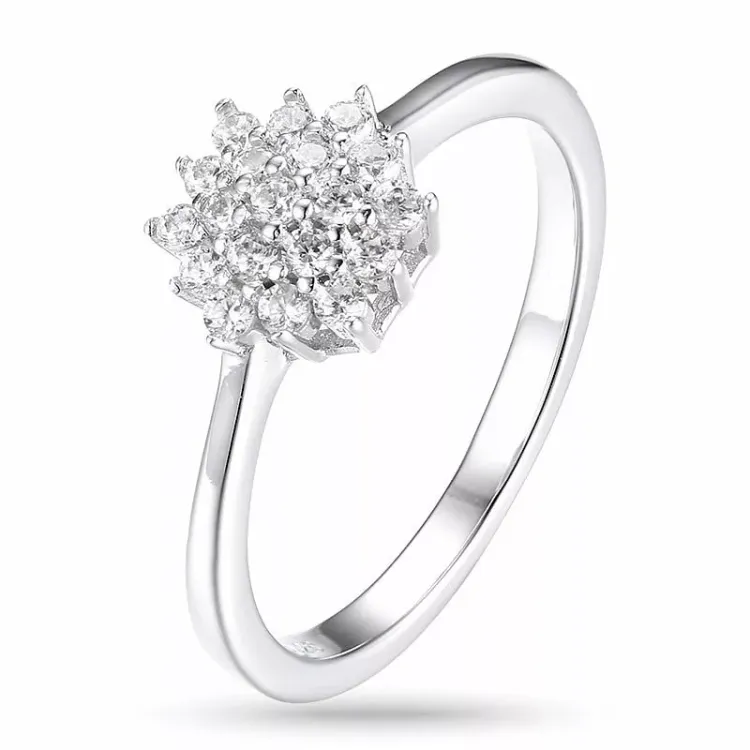 blommor zirkon ring i silver