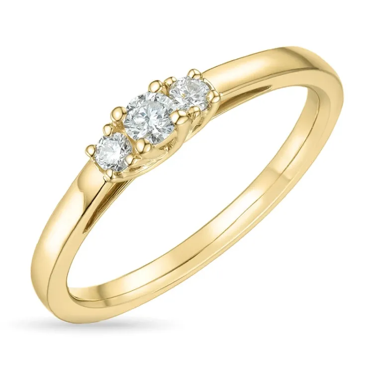 diamantring i 14  karat guld 0,10 ct 0,08 ct