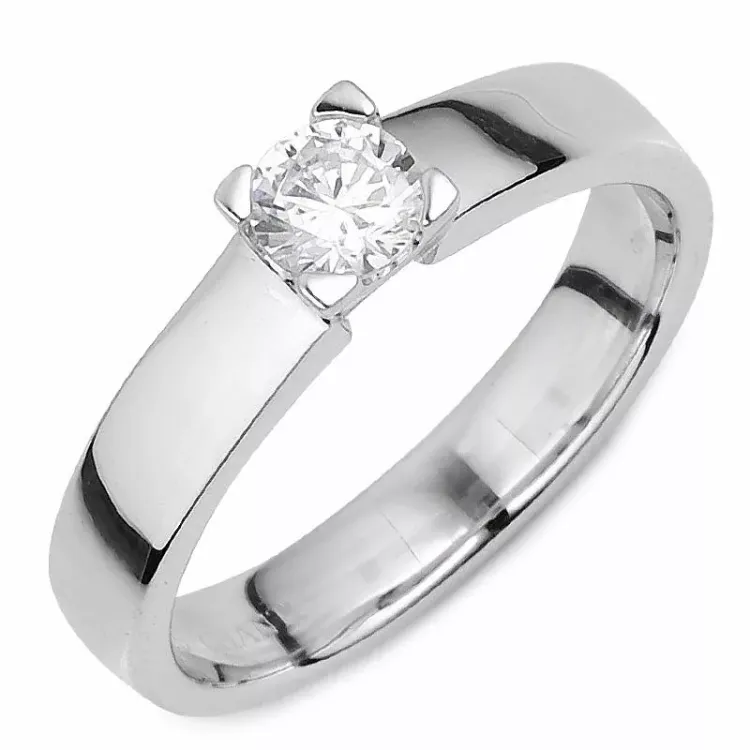 Enkel vit zirkon ring i silver