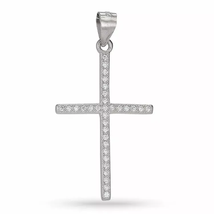 Kollektionsprov kors zirkon hängen i silver