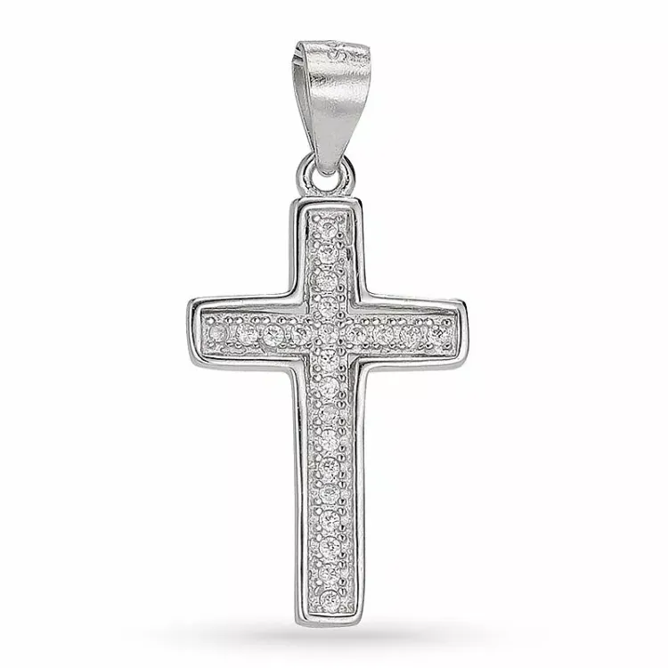 Kollektionsprov kors zirkon hängen i silver