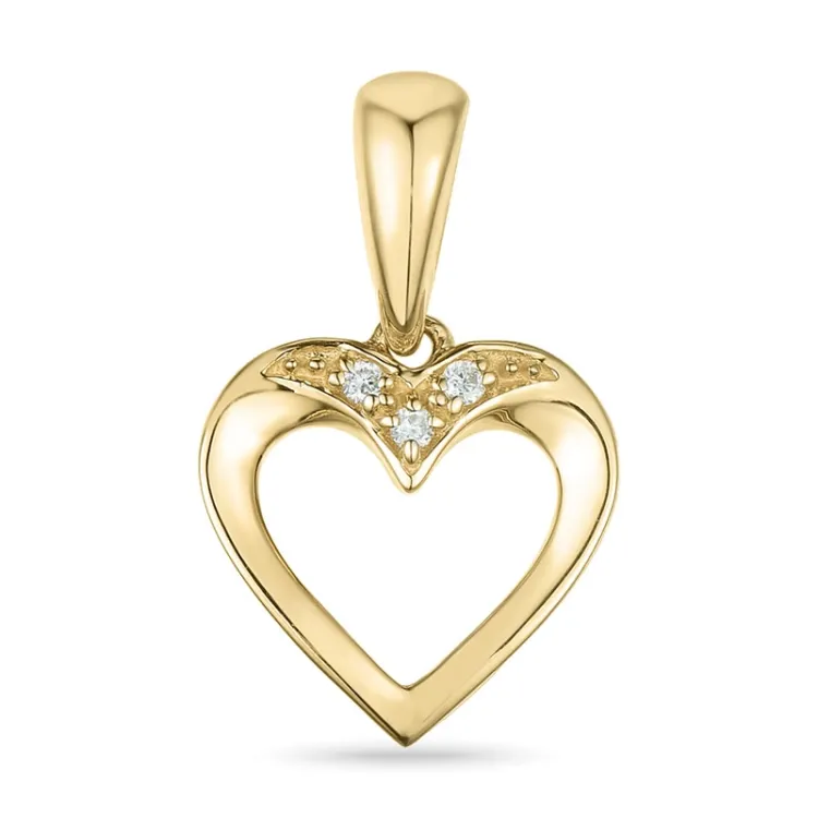 hjärta diamantberlocker i 14  carat guld 0,01 ct